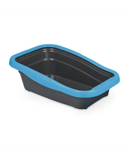 Nella Cat Litter Tray with Frame - 58 x 37.5 x 18 cm/Blue