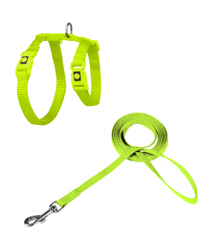 DOCO® Signature Cat Harness + Leash - XS, Color - Safety Lime