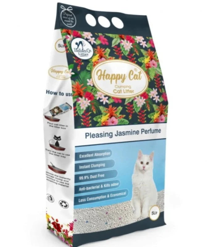 Happy Cat Bentonite Dust Free Clumping Cat Litter - Pleasing Jasmine Perfume Scent - 5L