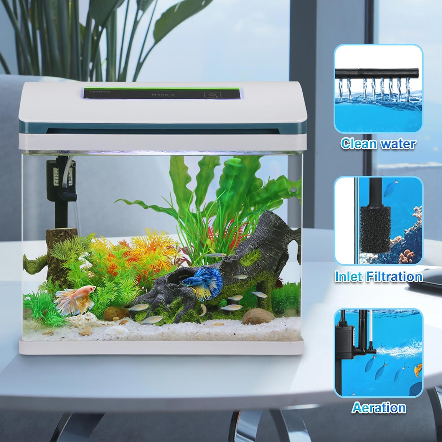 Desk Top Aquarium with Multi color lighting 36cm