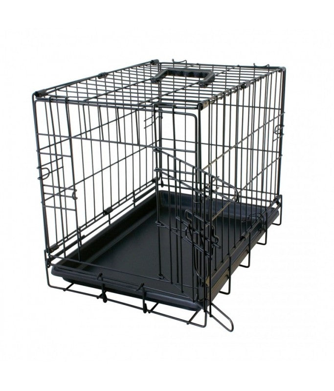 Duvo Dog Crate 2 doors Plastic Tray Black