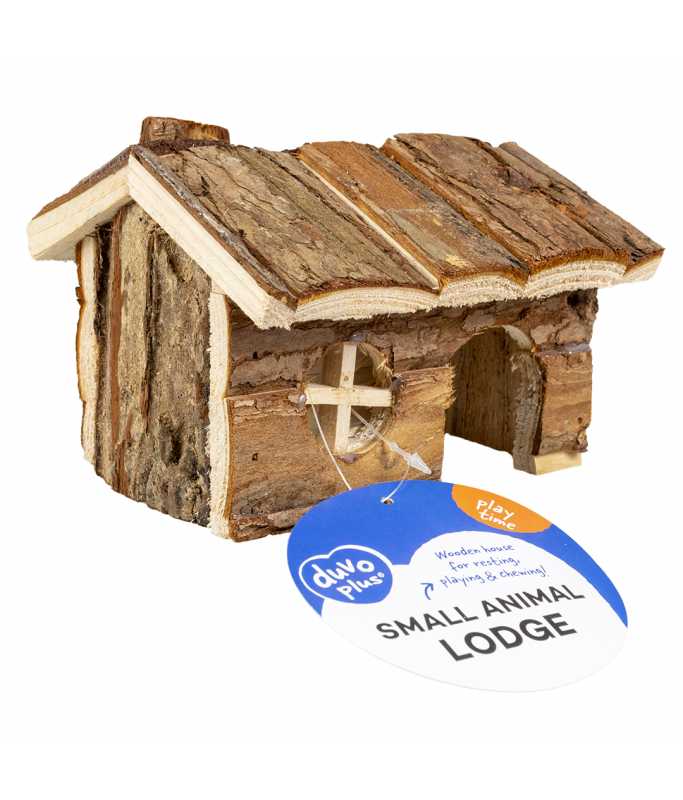 Duvo+ Small Animal Wooden Lodge Bark - 15x11x12cm