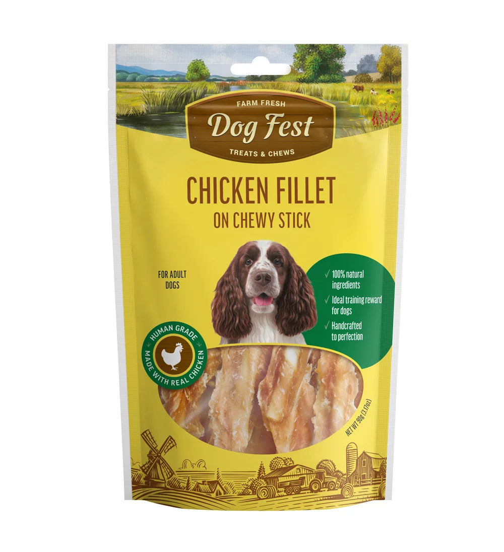 Dog Fest Chicken Fillet On Chewy Stick For Adult Dogs - 90g