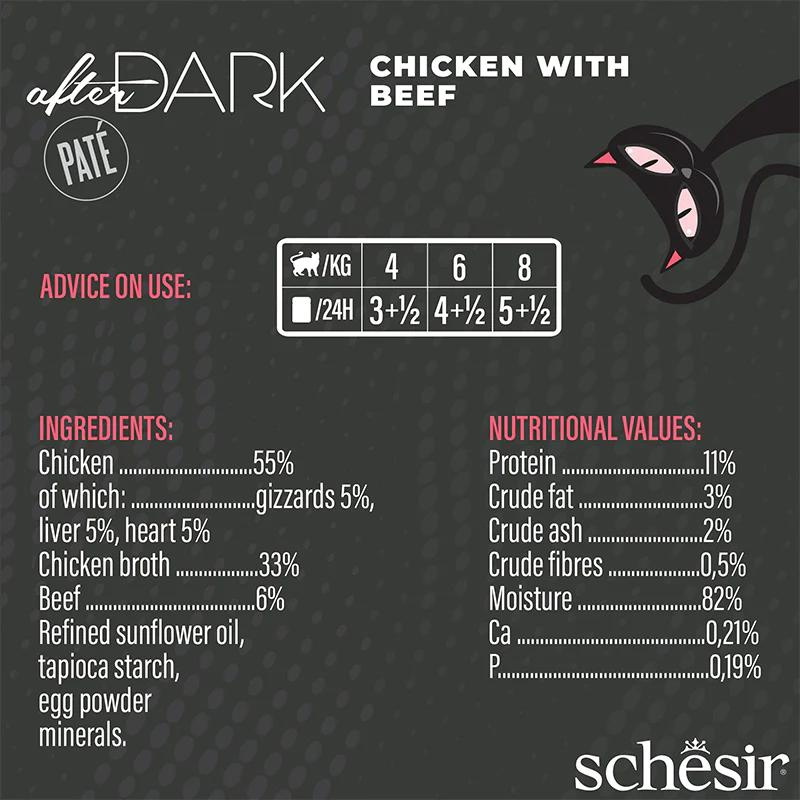 Schesir After Dark Patè For Cat - Chicken With Beef 80g